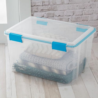 Sterilite 16-Pack Gasket Box, Weather-Resistant Storage Bins with Latching Lids, 54 Quart - Heavy-Duty Organizing Containers for Closet, Bathroom, and Office - size: 54 Quart, style: 16 Pack