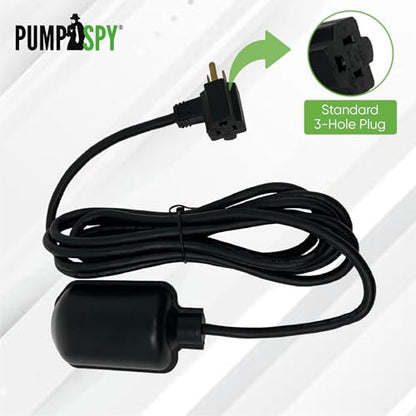 PumpSpy Sump Pump Tethered Universal Float Switch Replacement with Piggyback Plug for Sewage, Reliable Water Level Performance - 10 foot cord - style: 10' Cord