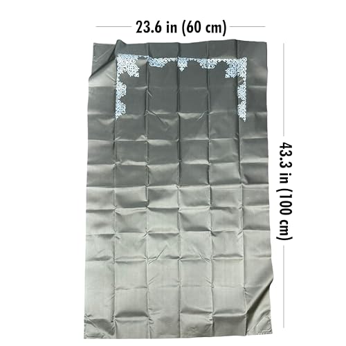 Hakan Portable Travel Praying Mat, Muslim Prayer Rug, Foldable Prayer, Pocket Size Waterproof Praying Rug with Iron Corners, Ramadan Eid Gift | 23.6 in x 43.3 in, Grey