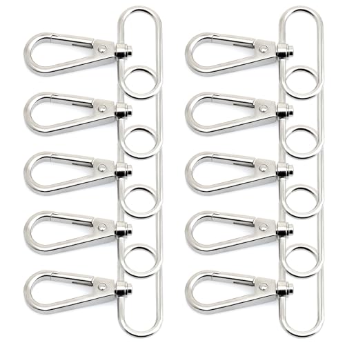 CRAFTMEMORE Snap Hook Swivel Push Gate Lobster Clasps Fashion Clips Purse Making FS10 Pack of 10 (Silver, 1-1/2 Inch) - color: Silver, size: 1-1/2 Inch
