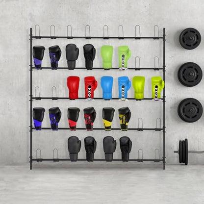 Boxing Glove Storage Show Shelves Metal Boxing Gloves Drying Rack, 5 Tiers Wall-Mounted Glove Organizer for Boxing Club, Gym, Boxing Training Room, Holds 20 Pairs of Gloves to Dry Out
