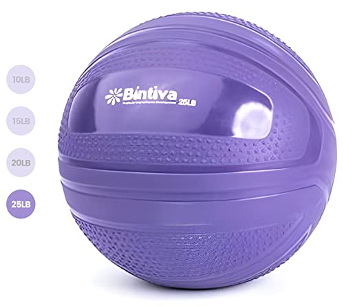 bintiva Non Bounce Slam Ball - Exercise Weighted Deadball for Workout and Fitness Routines - Medicine Dead Weight Ball