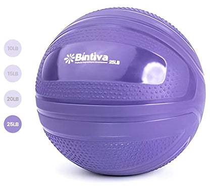 bintiva Non Bounce Slam Ball - Exercise Weighted Deadball for Workout and Fitness Routines - Medicine Dead Weight Ball