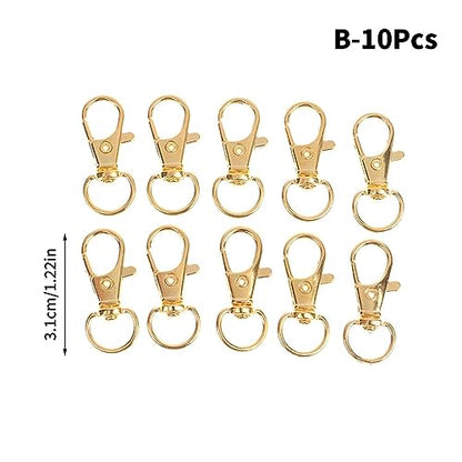BREAKA 10Pcs/Set Metal Swivel Lobster Hook Clasp Keyring Snap Clasp Bag Jewelry Lanyard Trigger Buckle DIY Bag Accessories (Color : G) - color: G