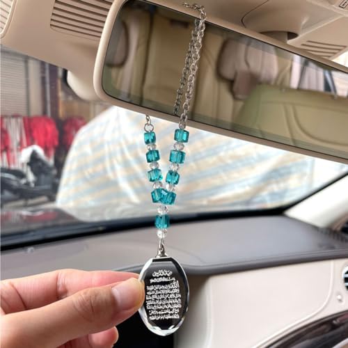 Islam Quran AYATUL KURSI Blue Crystal Allah car Hanging car Pendant