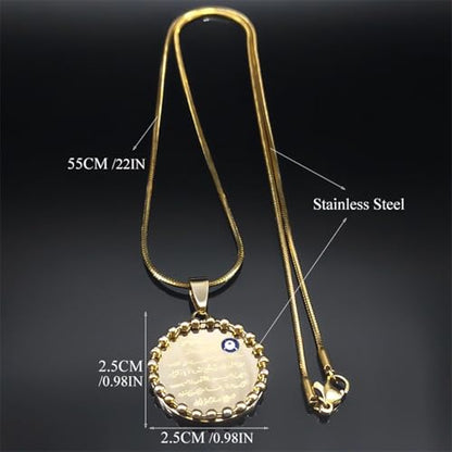 choker necklace，Arabic Quran Allah Necklace for Women Men Gold Color Islam Muslim Evil Blue Eye Chain Jewelry collar