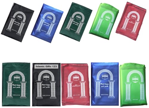 6 Pcs Mini Pocket Portable Travel Prayer Praying Rug Mat Namaz Carpet Islamic Muslim Gebetsteppich Foldable Waterproof Salah Slalat Sajadah Sajda Sajjadah Gift Ramadan Eid Random Assortment