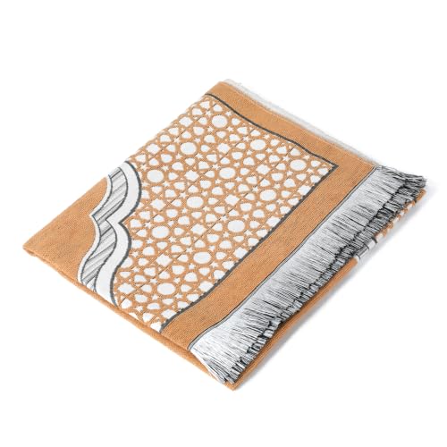Islamic Prayer Rug Elegant Masjid Pattern Thin Mat Muslim Portable Blanket Ramadan Eid Gift Rug Turkish Prayer Carpet - Khaki 1pc - color: 1pc Khakic