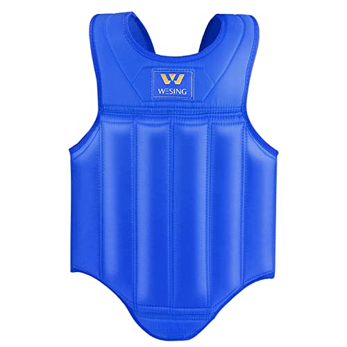 Wesing Martial Arts Muay Thai Boxing Chest Protector MMA Sanda Chest Guard - size: Large, style: Blue