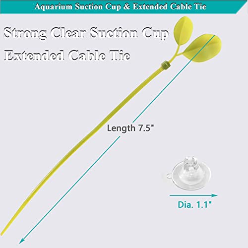 Aquarium Suction Cups and Leaf-Shaped Adjustable Cable Ties for Binding Moss Shrimp Dodging Nest, Suction Cups with Holes Aquarium Plants Holder (12)