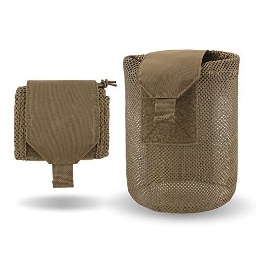 PETAC GEAR Dump Pouch,Molle Drawstring Mag Pouches,Roll Up Foldable Tactical Recovery Tool Pack,EDC Drop Net Storage Bag … - color: Coyote Brown