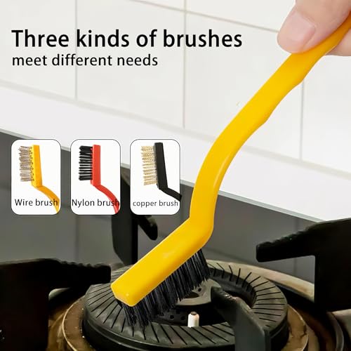 16Pcs Crevice Cleaning Brush Set, Hard Bristle Gap Cleaning Brush for Bathroom Window Tracks, Deep Cleaning Tools Kit with Wire Detail Brushes & Non-Scratch Wire Dishcloths for Kitchen