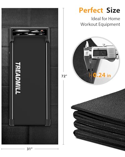Foldable Rubber Treadmill Mat - Exercise Bike Mat with Waterproof Non-Slip Shock Absorption, Exercise Equipment Mat to Protect Floor for Home Gym Workout - size: 72.1"L x 31.4"W x 0.2"Th