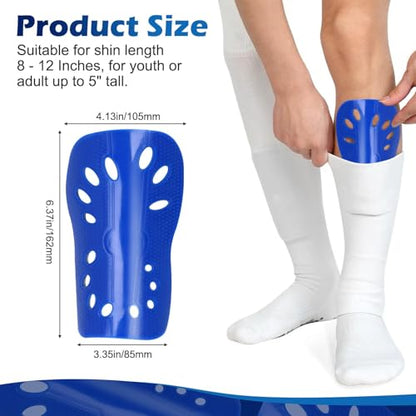 Soccer Shin Guards, 2 Pair Lightweight and Breathable Shin Guard Sleeves for Adults Football Player, Calf Protective Gear Shin Guards for Men Women (Bigger Shin Guards) - color: Blue and Whtie