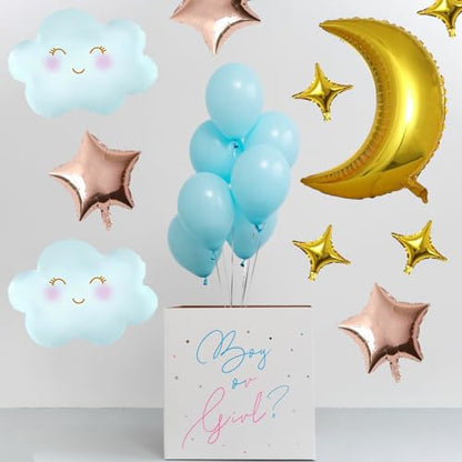 Cloud, Moon, Star Balloons Set - Baby Gender Reveal, Birthday Party Decorations