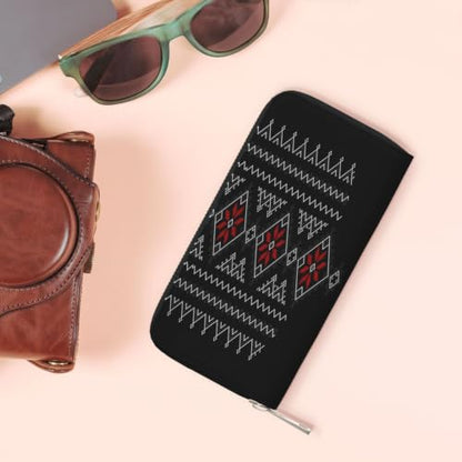 Geometric Pattern PU Leather Long Wallet for Women Men, Zipper Clutch Wallet RFID Card Holder Organizer - color: Geometric Pattern