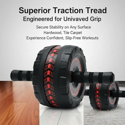 Ab Roller Wheel for Abs Workout - Core Strength Training Equipment for Home Gym with Knee Pad, Abdominal Exercise Wheel for Men and Women (Red)