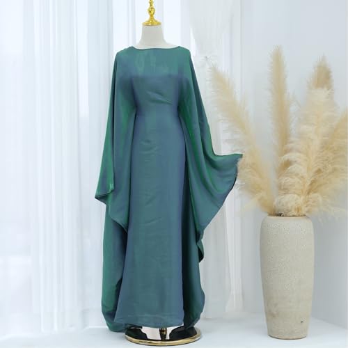 Muslim Dresses for Women One-Piece Prayer Dress Batting Long Robe Long Sleeve Maxi Kaftan Islamic Clothes Set - color: Dark Green, size: Small
