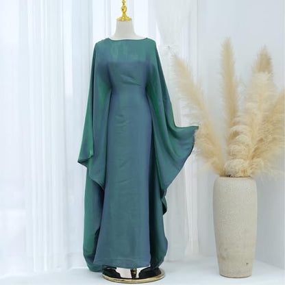 Muslim Dresses for Women One-Piece Prayer Dress Batting Long Robe Long Sleeve Maxi Kaftan Islamic Clothes Set - color: Dark Green, size: Small