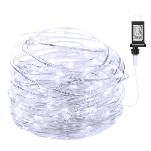 Minetom Fairy Lights Plug in, 33Ft 100LEDs String Lights for Bedroom - color: Pure White, size: 100 LEDs