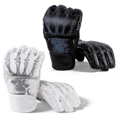 Generic 2 Pairs MMA Gloves Martial Arts Bag Gloves Boxing Fight Gloves Kickboxing Gloves for Sparring - color: Black and White