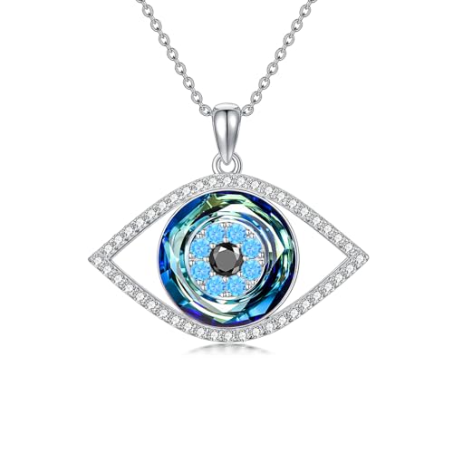 WINNICACA Sterling Silver Evil Eye Necklace Protection Crystal Pendant for Women Good Luck Vintage Evil Eye Pendant Jewelry Birthday Gifts for Women Friend Female - style: G-Evil Eye Necklace