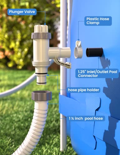POOLHACKER [ Patented ] Pool Plunger Valve Plus for Above Ground Pool, Pool Pipe Holder with Plunger Valve Pool Parts and Accessories, Shut Off Valve, Replacement for Above Ground Pool Fittings | Shut-Off Valve, Replacement Pool Fittings, Flow Control, Ho