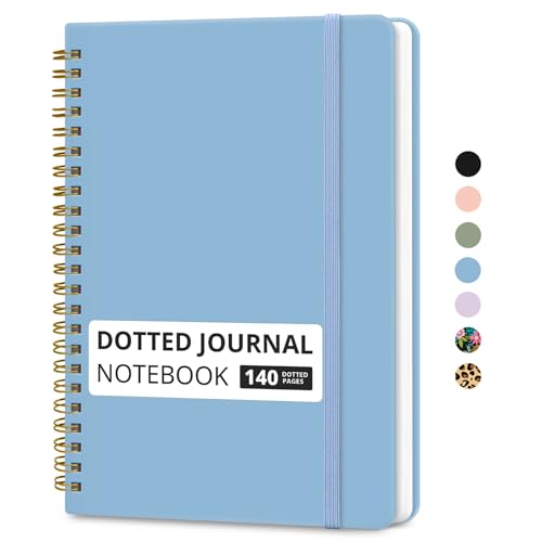 Taja Dotted Spiral Journal Notebook for Women & Men, 140 Pages, Dotted Notebook for Journaling & Note Taking, Journals for Writing, A5(5.7" x 7.9") – Blue - color: D.Blue, style: b-Dotted