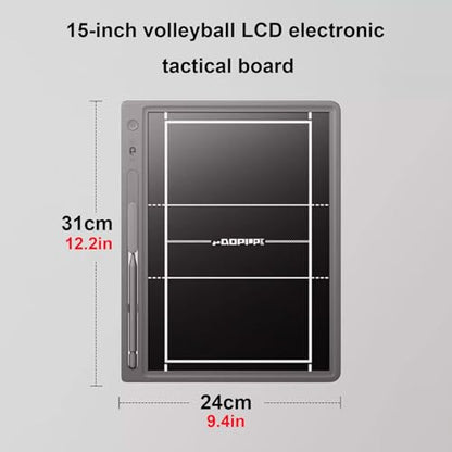 Electronic Volleyball Coaching Board, 15 Inch LCD Volleyball Tactical Board, Clipboard for Coaches, Strategy Board with Stylus and Storage Bag, Training Equipment, for Competition Training