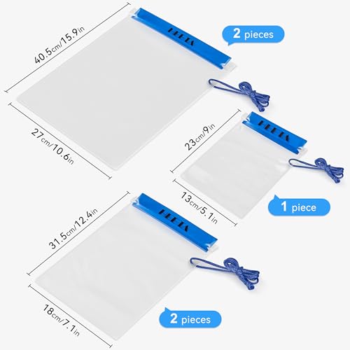 HEETA 5-Pack Clear Waterproof Dry Bag Pouch Document Holder for Phone Maps | Water Tight Case for Camera Document, Screen Touchable for Boating Kayaking Paddle Board Swimming Beach Waterpark Fishing - color: Blue