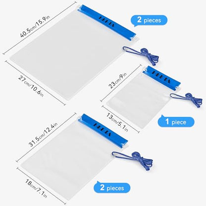 HEETA 5-Pack Clear Waterproof Dry Bag Pouch Document Holder for Phone Maps | Water Tight Case for Camera Document, Screen Touchable for Boating Kayaking Paddle Board Swimming Beach Waterpark Fishing - color: Blue