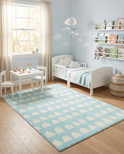Rugs.com Whimsy Kids Collection Rug – 4x6 Clear Blue Medium-Pile Rug Perfect for Entryways, Kitchens, Breakfast Nooks, Accent Pieces - color: Clear Blue, size: 4' x 6'