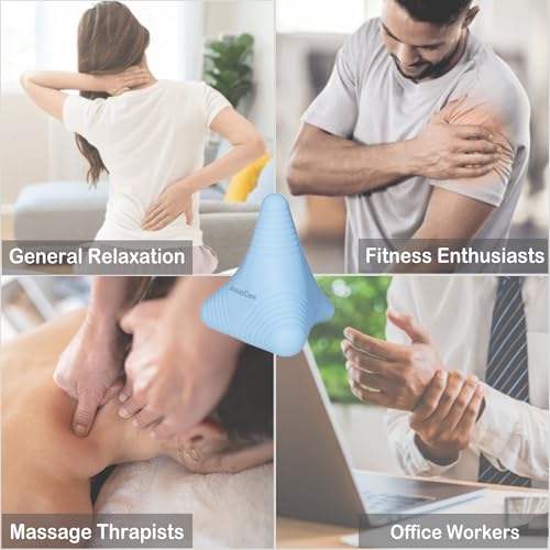 Trigger Point Massage Ball Manual Massager Tool 2.8”×2.9”. Blue | Silicone Massage Ball for Muscle Knot Deep Tissue Myofascial Release Physical Therapy Hip Flexor Iliacus Psoas Hand Foot Back - color: Blue