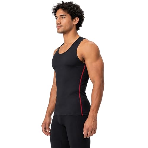 DEVOPS 3 Pack Men's Muscle Dry Fit Compression Tank Top Sleeveless Shirt | Compression Fit, Wicking, 4-Way Stretch, Running, Workout, UPF 50+, Sleeveless - color: Black / Black / Black, size: XX-Large