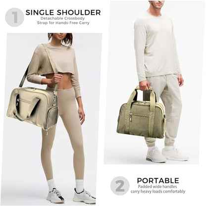 SeaRock 14 inch Small Gym Bag for Men & Women, Mini Duffle Bag with Shoe Compartment, Carry On Duffel Bag for Travel Sports, Khaki - color: Khaki