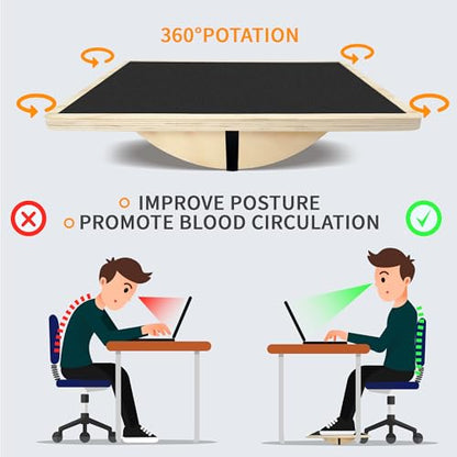 Balance Board Professional Wobble Board for Adults Anti-Slip for Physical Therapy Standing Desk Core Strength Wooden Rocker Board(350LBS) - size: 360° Balance Board