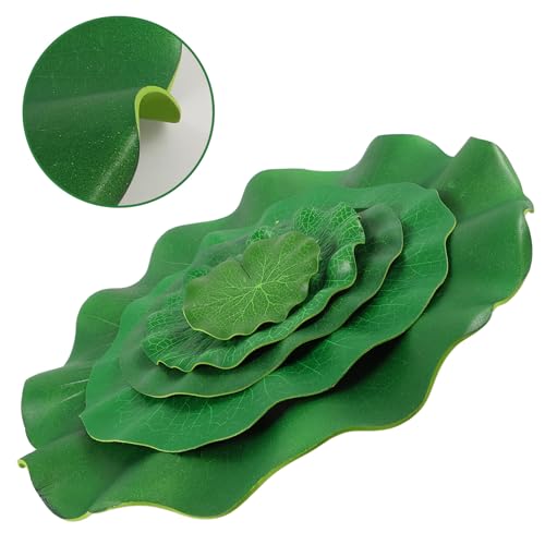 Simulated Lotus Leaves Floating Pond Decoration 5pcs Set 10-38cm Artificial Fish Tank Lotus-Leaf Water Lily Pads for Aquarium Garden Water Surface Display