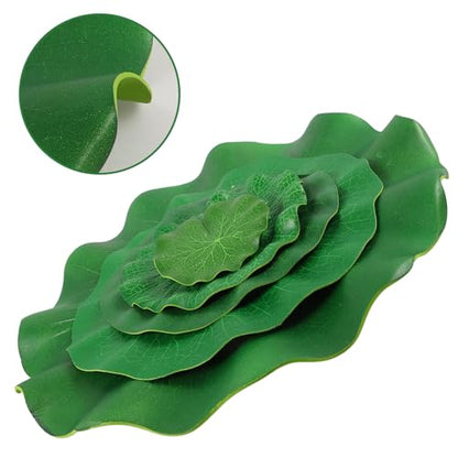 Simulated Lotus Leaves Floating Pond Decoration 5pcs Set 10-38cm Artificial Fish Tank Lotus-Leaf Water Lily Pads for Aquarium Garden Water Surface Display