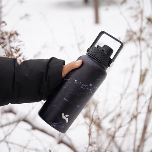 Konokyo 32 oz Insulated Water Bottle Stainless Steel Sport Bottles with 3 Lids,Army Green - color: Army Green, size: 32 Ounces
