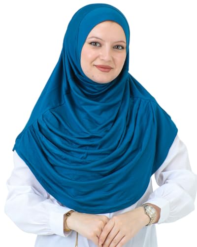 Prien Ready To Wear Hijab For Women, Instant Turban, Soft Muslim Scarf For Prayer, Long Hijabs, Islamic Clothes, Jersey Abaya - color: Turquoise
