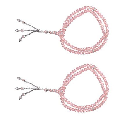 2Pcs Muslim Prayer Beads, 99 Beads Mihrab Separators Count Exquisite Design Tasbih Prayer Beads for Hand Bag, Wood Tasbih Prayer Beads Islamic Prayer Beads() - color: Pink