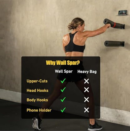 Elite Wall-Mount Punching Bag Training Bar with Phone Holder, Wall Brawl Boxing Speed Bag Reflex Trainer Equipment for Wing Chun, Kung Fu, Self Defense, MMA, Fitness, Uppercuts, Hooks, Jabs, Sparring