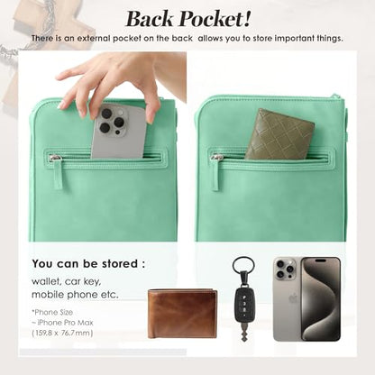 Leather Bible Cover for Women, Zippered Floral Case with Handle, Green | Bible Study, Church, Journaling & Travel - color: Sage Green