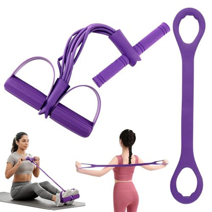21 Fitness Resistance Bands-6 Tube Pedal Ankle Puller, Multifunction Tension Rope, Pedal Resistance Band with Handle Sit Up Exercise Equipment Home Gym Tummy Trainer for Men Women - size: 8 Tube