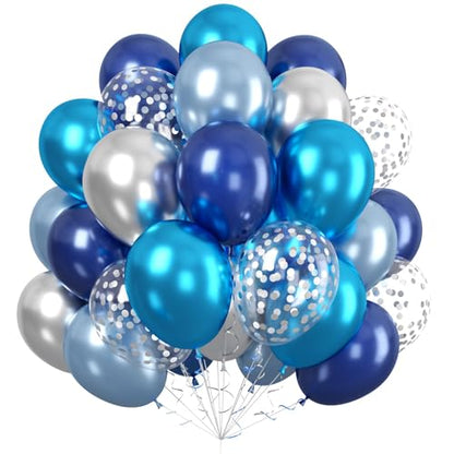 Paready Blue Silver Balloons, 60 Pcs Party Balloons for Graduation Birthday - color: Blue Silver
