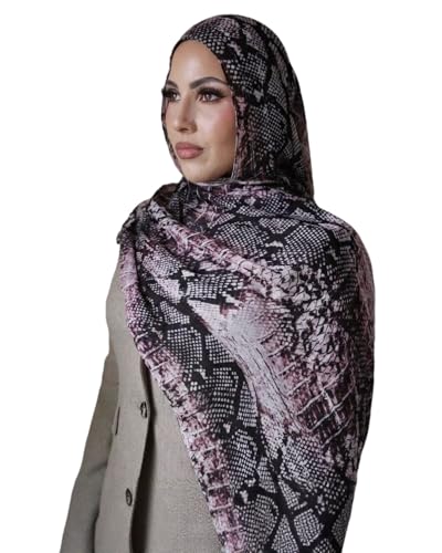 ZGMYC Watercolor Floral Printed Hijab Scarf for Women Modal Cotton Instant Muslim Hijab Head Wrap Shawls Long Scarves - color: Snakeskin Print
