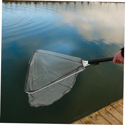 TOYANDONA Lightweight Folding Fishing Catch Net Replacement Head Stainless Steel Solid Mesh with Strong Tensile Strength Fast Water Drainage for Catch and Release Anglers Compact Detachable