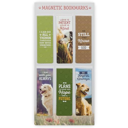 Christian Art Gifts Colorful Inspirational Scripture Magnetic Pagemarker Bookmark Set for Men, Women & Kids: Encouraging Bible Verses, Cute Multicolor Happy Dogs, Reading Books & Bibles, 6 Piece Set - color: Cute Multicolor Dogs