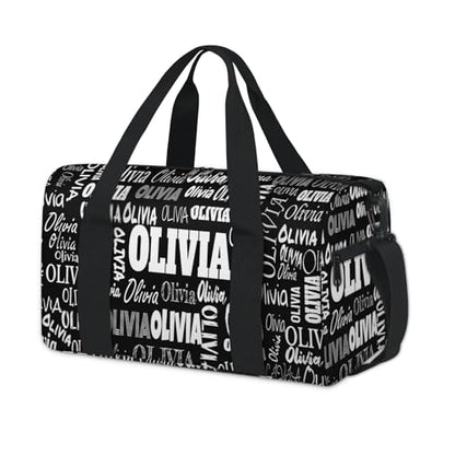 Custom Gym Dance Bag Full Names, Personalized Black Sports Bag | for Teens Waterproof Weekender Carry Practice Travel Tote - color: Black