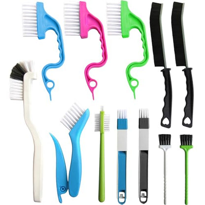 12Pcs Small Cleaning Brush, Crevice Gap Cleaning Brush,Door Window Track Groove Corner Crevice Cleaning Brushes for Cleaning Window Grooves/Bathroom/Toilet Corner/Kitchen/Faucet/Sink/Keyboards